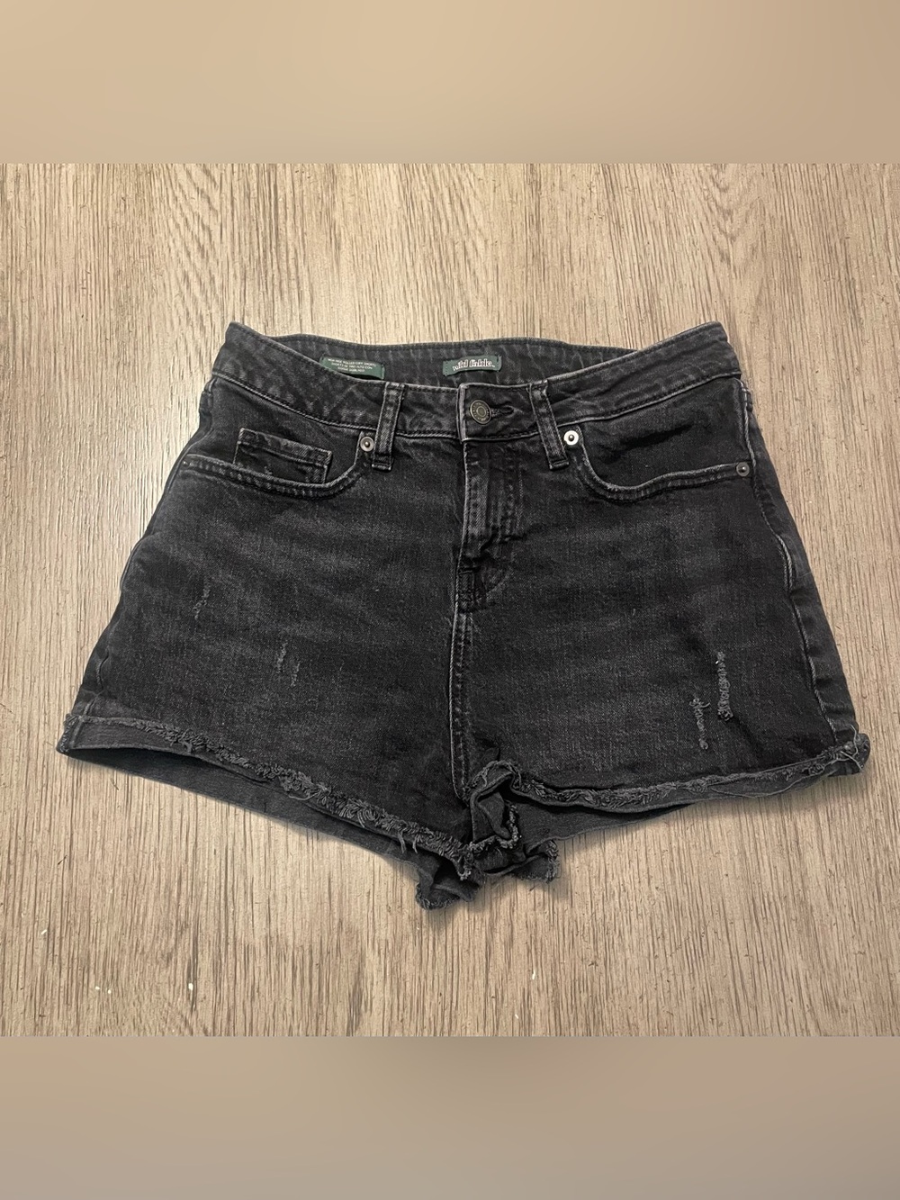 Wild Fable women’s jean shorts, size 6, black denim.
